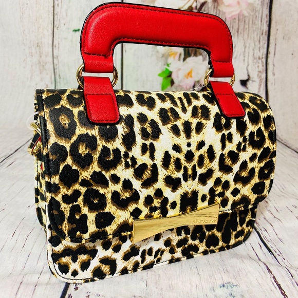 Betsey Johnson Leopard Red Top Handle Bag - Picture 9 of 9